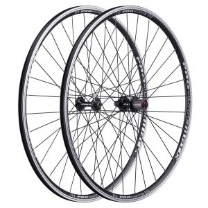 Roadset F&R,700c Rim brake,Blk anod.,2x2 bearing alloy hub,AlloyQR skewer,Blk S/S spoke, rim tape