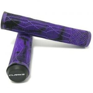 Scooter Grips, Purple Black Camouflage, 22.2mm x 168mm,Open end with Clarks printed on Caps AM