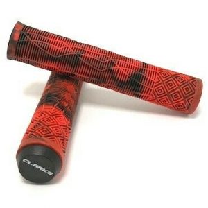 Scooter Grips, Red Black Camouflage, 22.2mm x 168mm,Open end with Clarks printed on Caps AM
