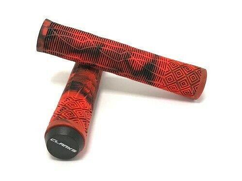 Scooter Grips, Red Black Camouflage, 22.2mm x 168mm,Open end with Clarks printed on Caps AM