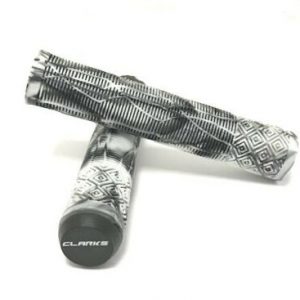 Scooter Grips, White Black Camouflage, 22.2mm x 168mm,Open end with Clarks printed on Caps AM