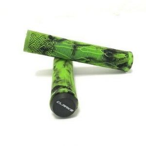 Scooter Grips, Green Black Camouflage, 22.2mm x 168mm,Open end with Clarks printed on Caps AM